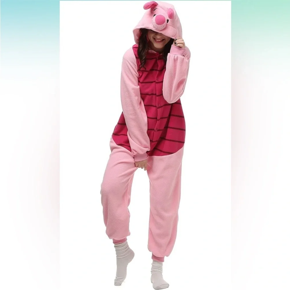 Pink Piglet Onesie Halloween Costume Unisex Men Women XL Winnie the Pooh